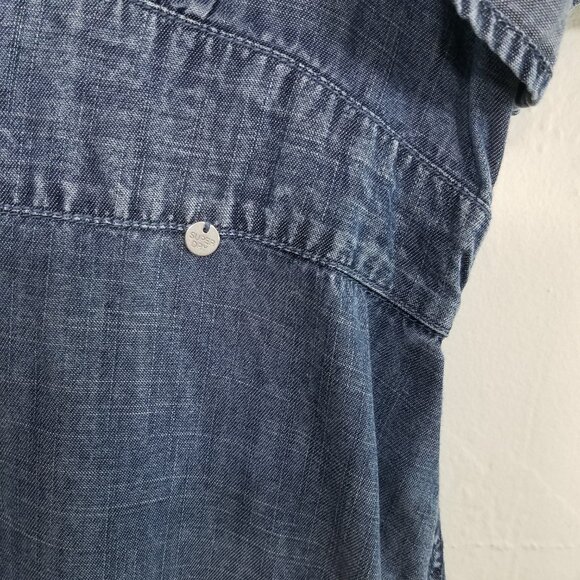 Superdry Curated Chambray V-Neck Dress with Pockets Button Front Blue Size 12 - Picture 4 of 6